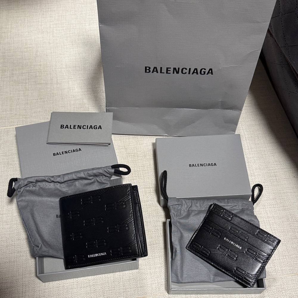AUTHENTIC Balenciaga Embossed Black Wallet and Cardholder